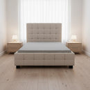 King Single Linen Fabric Deluxe Bed Frame Beige-5