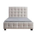 King Single Linen Fabric Deluxe Bed Frame Beige-6