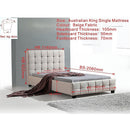 King Single Linen Fabric Deluxe Bed Frame Beige-11