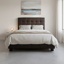 King Single PU Leather Deluxe Bed Frame Brown-5