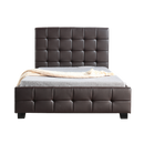 King Single PU Leather Deluxe Bed Frame Brown-6