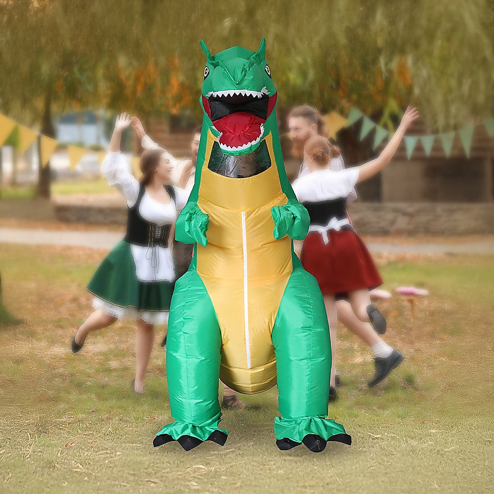 Dinosaur T-Rex Fancy Dress Fan Inflatable Costume Tyrannosaurus Suit - 0