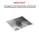 510x450mm Handmade Stainless Steel Undermount / Topmount Kitchen Laundry Sink with Waste-8