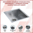 440x440mm Handmade 1mm 20 Gauge Stainless Steel Kitchen Laundry Sink with Waste-5