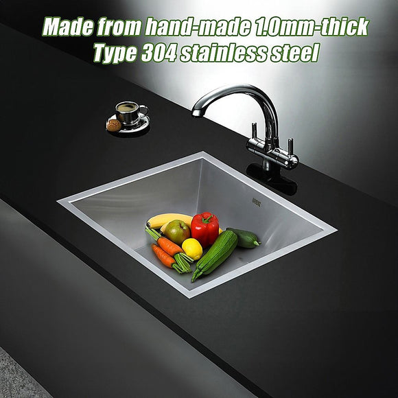 440x440mm Handmade 1mm 20 Gauge Stainless Steel Kitchen Laundry Sink with Waste