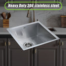 440x440mm Handmade 1mm 20 Gauge Stainless Steel Kitchen Laundry Sink with Waste-7