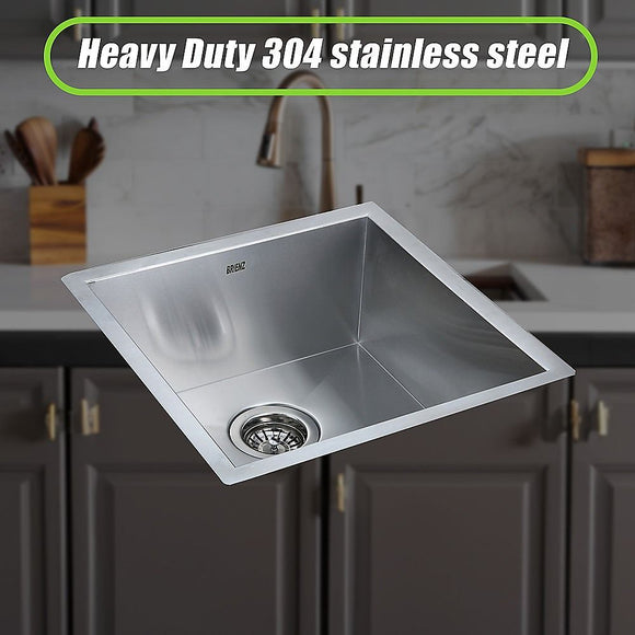 440x440mm Handmade 1mm 20 Gauge Stainless Steel Kitchen Laundry Sink with Waste
