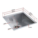 440x440mm Handmade 1mm 20 Gauge Stainless Steel Kitchen Laundry Sink with Waste-9
