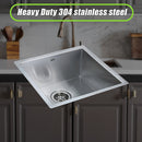 440x440mm Handmade Stainless Steel Undermount / Topmount Kitchen Laundry Sink with Waste-5