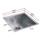 440x440mm Handmade Stainless Steel Undermount / Topmount Kitchen Laundry Sink with Waste-10