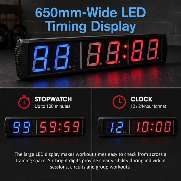 6 Digit Digital Timer Interval Fitness Clock LED Gym Display