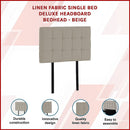 Linen Fabric Single Bed Deluxe Headboard Bedhead - Beige-2