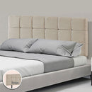 Linen Fabric Double Bed Deluxe Headboard Bedhead - Beige-1
