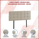 Linen Fabric Double Bed Deluxe Headboard Bedhead - Beige-2