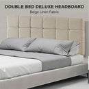 Linen Fabric Double Bed Deluxe Headboard Bedhead - Beige-4