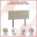Linen Fabric King Bed Deluxe Headboard Bedhead - Beige-2