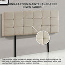 Linen Fabric King Bed Deluxe Headboard Bedhead - Beige-6