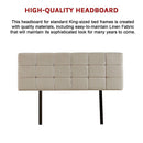 Linen Fabric King Bed Deluxe Headboard Bedhead - Beige-9