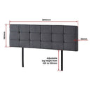 Linen Fabric King Bed Deluxe Headboard Bedhead - Grey-6
