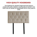 Linen Fabric Single Bed Deluxe Headboard Bedhead - Beige-9