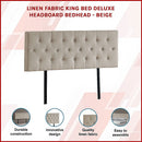 Linen Fabric King Bed Deluxe Headboard Bedhead - Beige-2