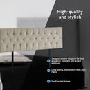 Linen Fabric King Bed Deluxe Headboard Bedhead - Beige-7