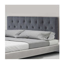 Linen Fabric Double Bed Deluxe Headboard Bedhead - Grey-1