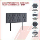 Linen Fabric Double Bed Deluxe Headboard Bedhead - Grey-3