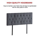 Linen Fabric Double Bed Deluxe Headboard Bedhead - Grey-4