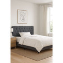 Linen Fabric King Bed Deluxe Headboard Bedhead - Grey-1