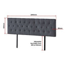 Linen Fabric King Bed Deluxe Headboard Bedhead - Grey-7