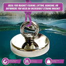 Round Neodymium Fishing Magnet with Countersunk Hole and Eyebolt, 500 LBS pull-9