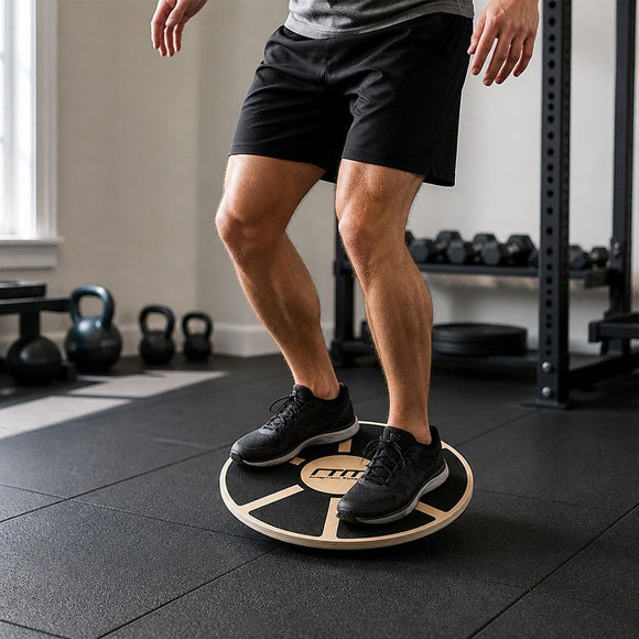 Heavy Duty 15.5" Wooden Balance Board with Non-Slip Pad for Fitness Training