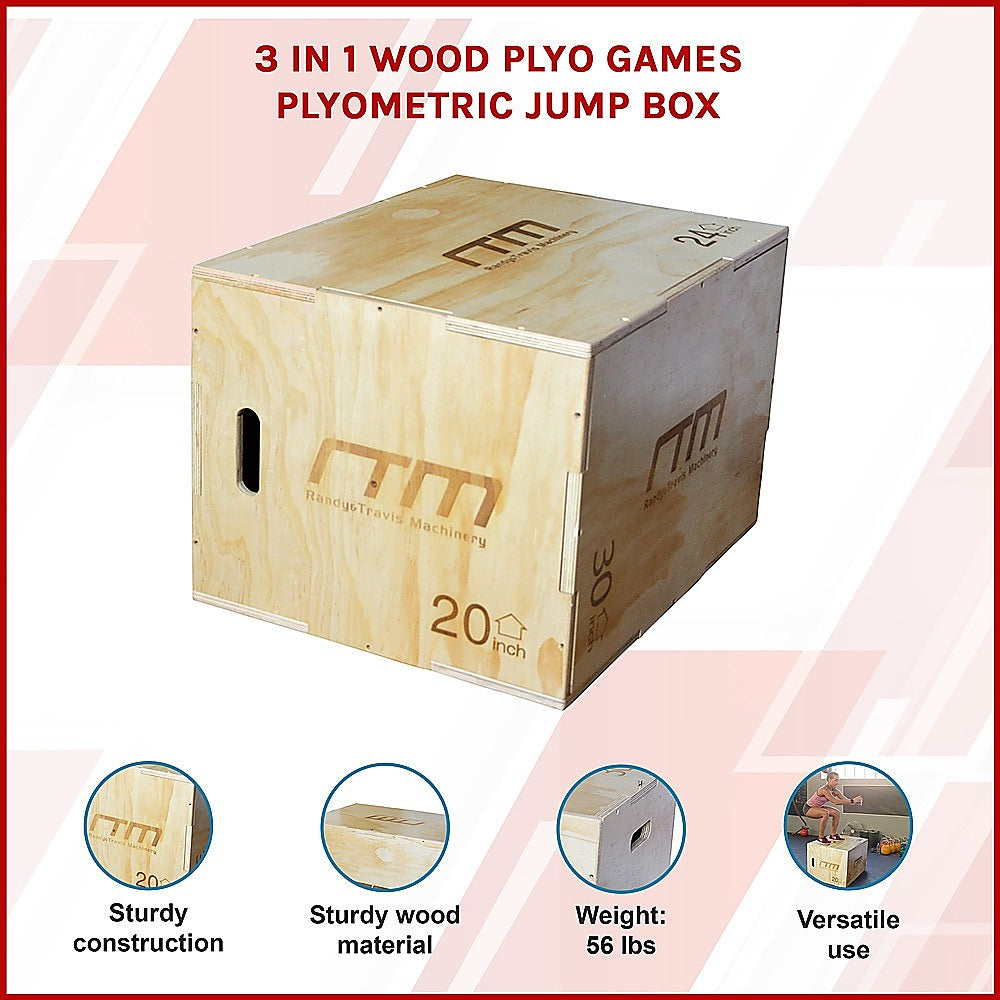 3 IN 1 Wood Plyo Games Plyometric Jump Box