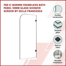 700 x 1450mm Frameless Bath Panel 10mm Glass Shower Screen By Della Francesca-2