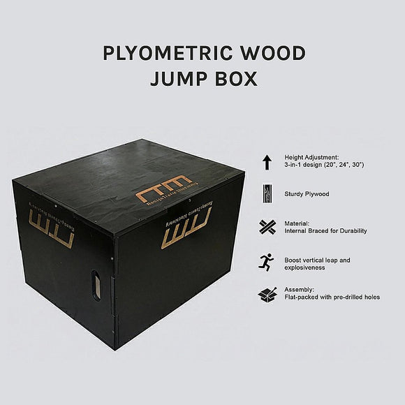 3 IN 1 Black Wood Plyo Games Plyometric Jump Box