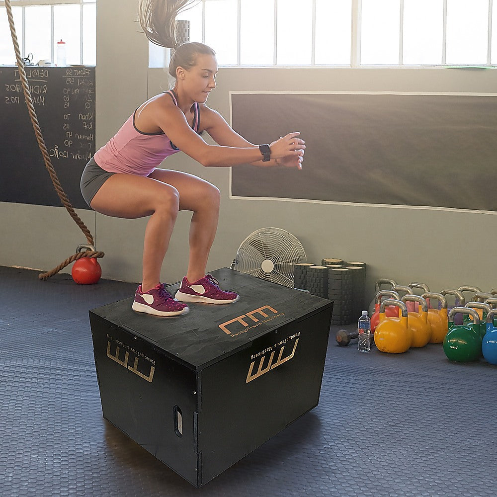 3 IN 1 Black Wood Plyo Games Plyometric Jump Box - 0