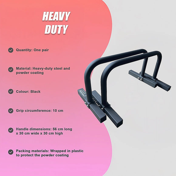 Steel Parallette Bars for Push Ups, Dips & Calisthenics Home Strength Training