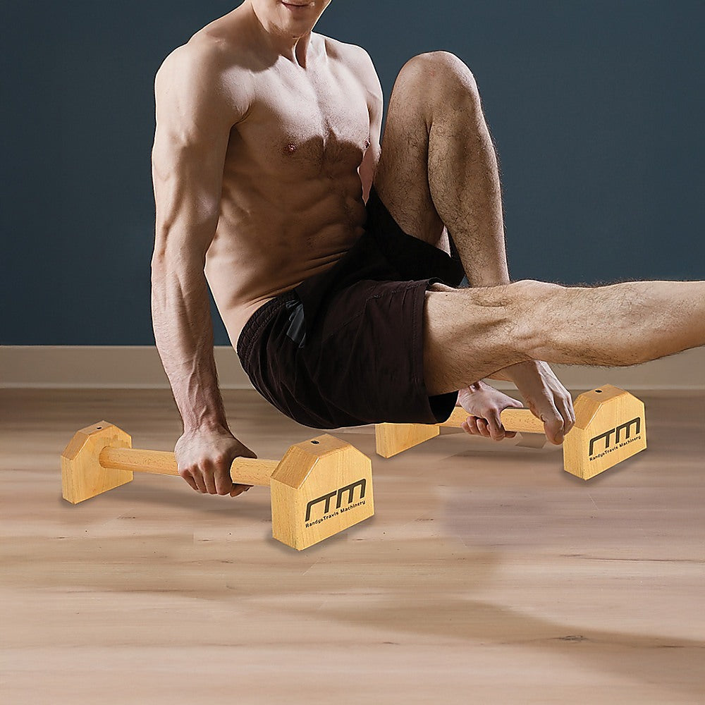 Wooden Parallette Bars Push Up & Dip Workouts - 0