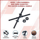 45cm - 1 Pair Dumbbell Bar 25mm Diameter - PVC Coated Dumbell Handle-2