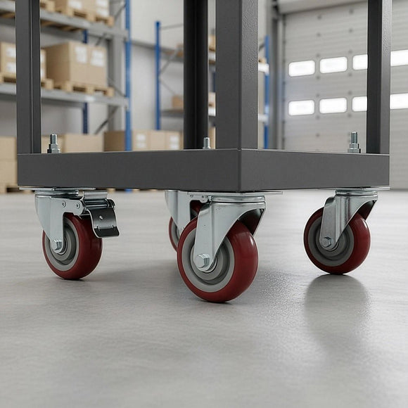4 x 4" Heavy Duty PU Swivel Castor Wheels With Brake