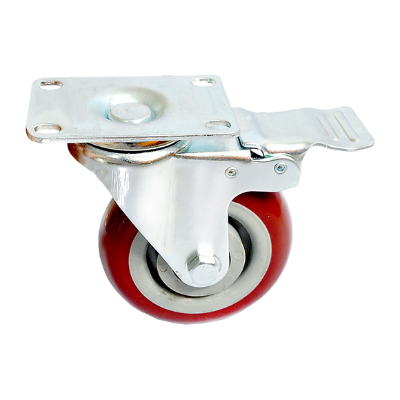 4 x 4" Heavy Duty PU Swivel Castor Wheels With Brake
