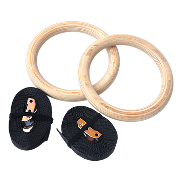 235mm Wooden Gymnastic Rings – Olympic Gym Strength Training & Fitness - 0