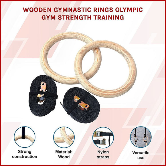 235mm Wooden Gymnastic Rings – Olympic Gym Strength Training & Fitness