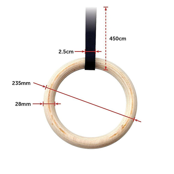 235mm Wooden Gymnastic Rings – Olympic Gym Strength Training & Fitness