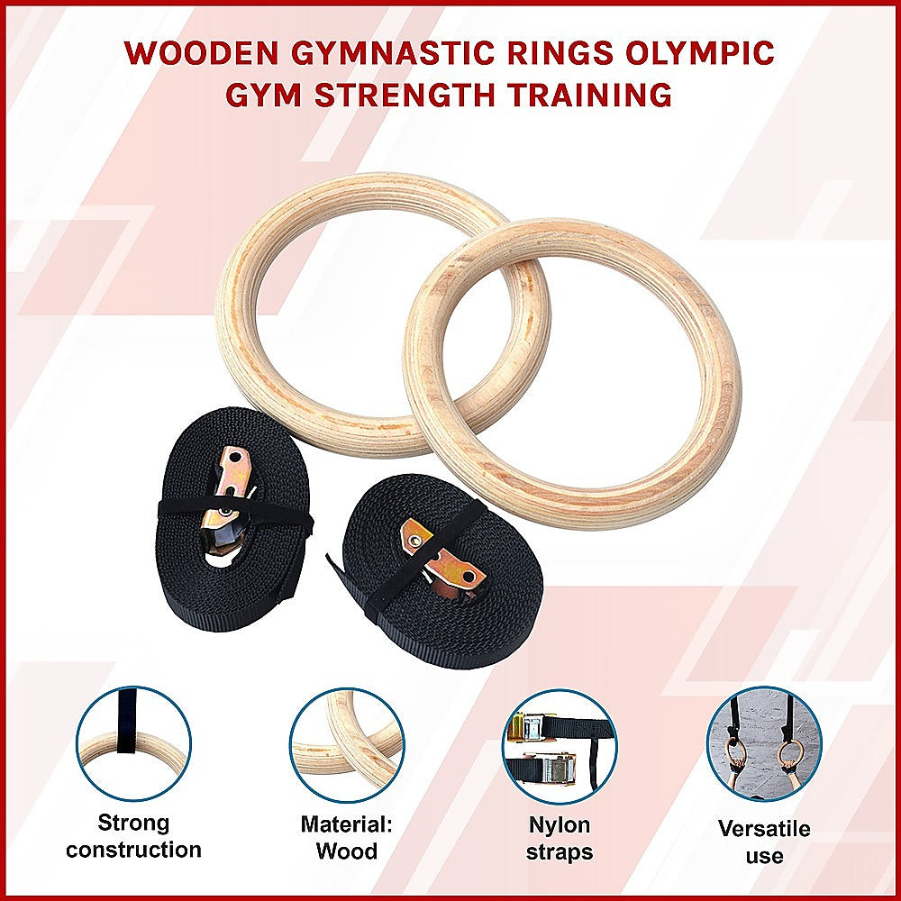 Wooden Gymnastic Rings Olympic Gym Strength Training