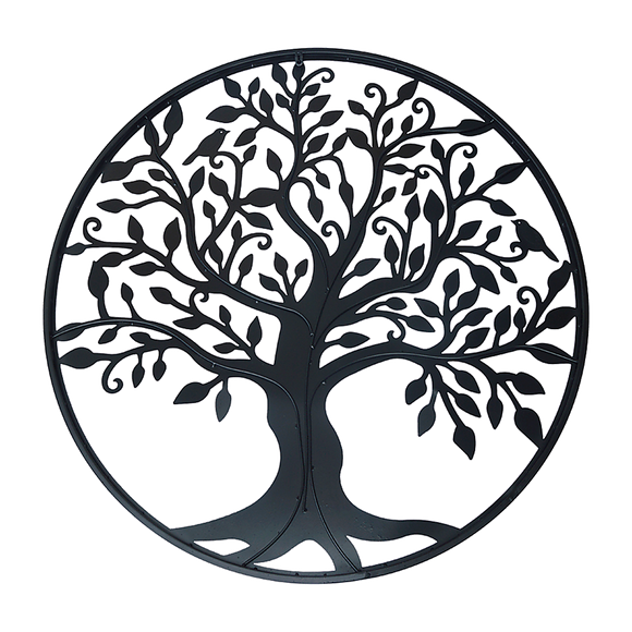 Black Tree of Life Wall Art Hanging Metal Iron Sculpture Garden 60cm