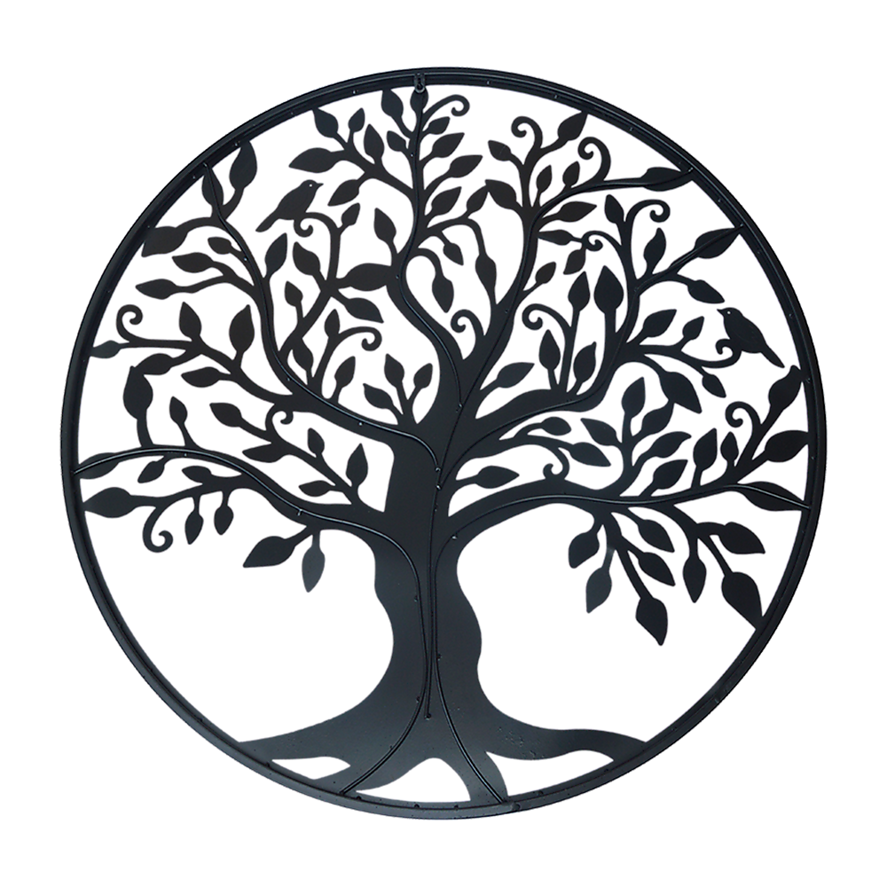 Black Tree of Life Wall Art Hanging Metal Iron Sculpture Garden 60cm