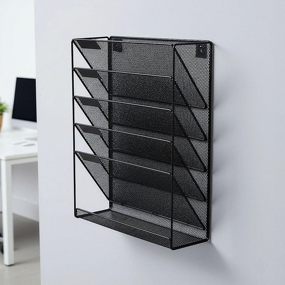 Wall Mount 6 Pocket Hanging File Sorter Organizer Folder Holder Rack Storage