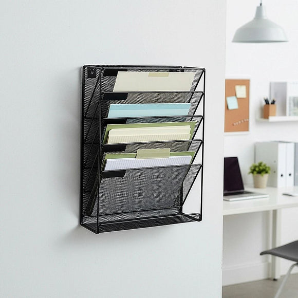 Wall Mount 6 Pocket Hanging File Sorter Organizer Folder Holder Rack Storage